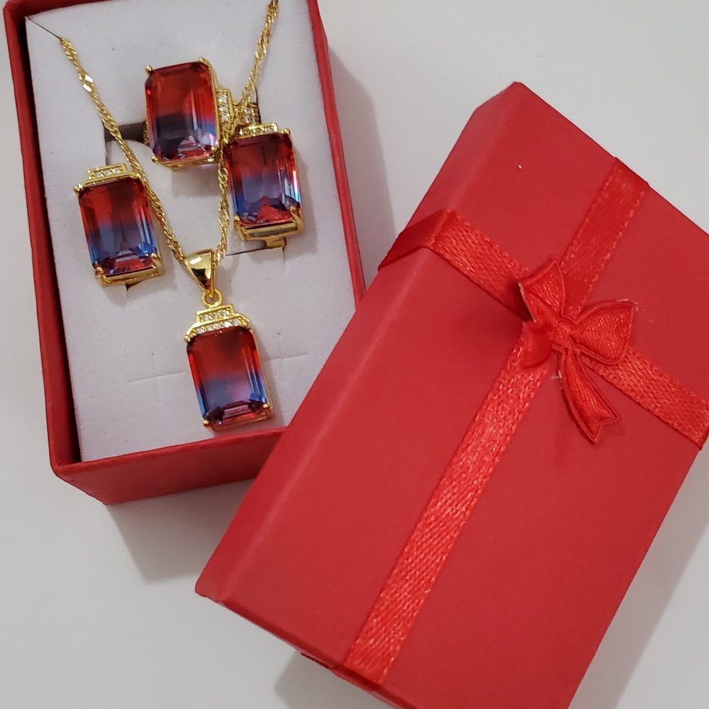 18k Gold Plated Stainless Steel Necklace, Jewelry Set